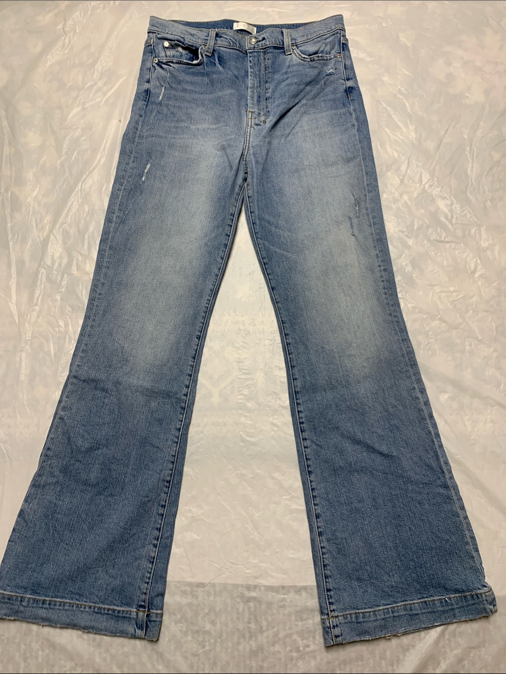7FAM Ultra High Rise Dojo Jeans Light Wash Wide Leg Modern Size 31